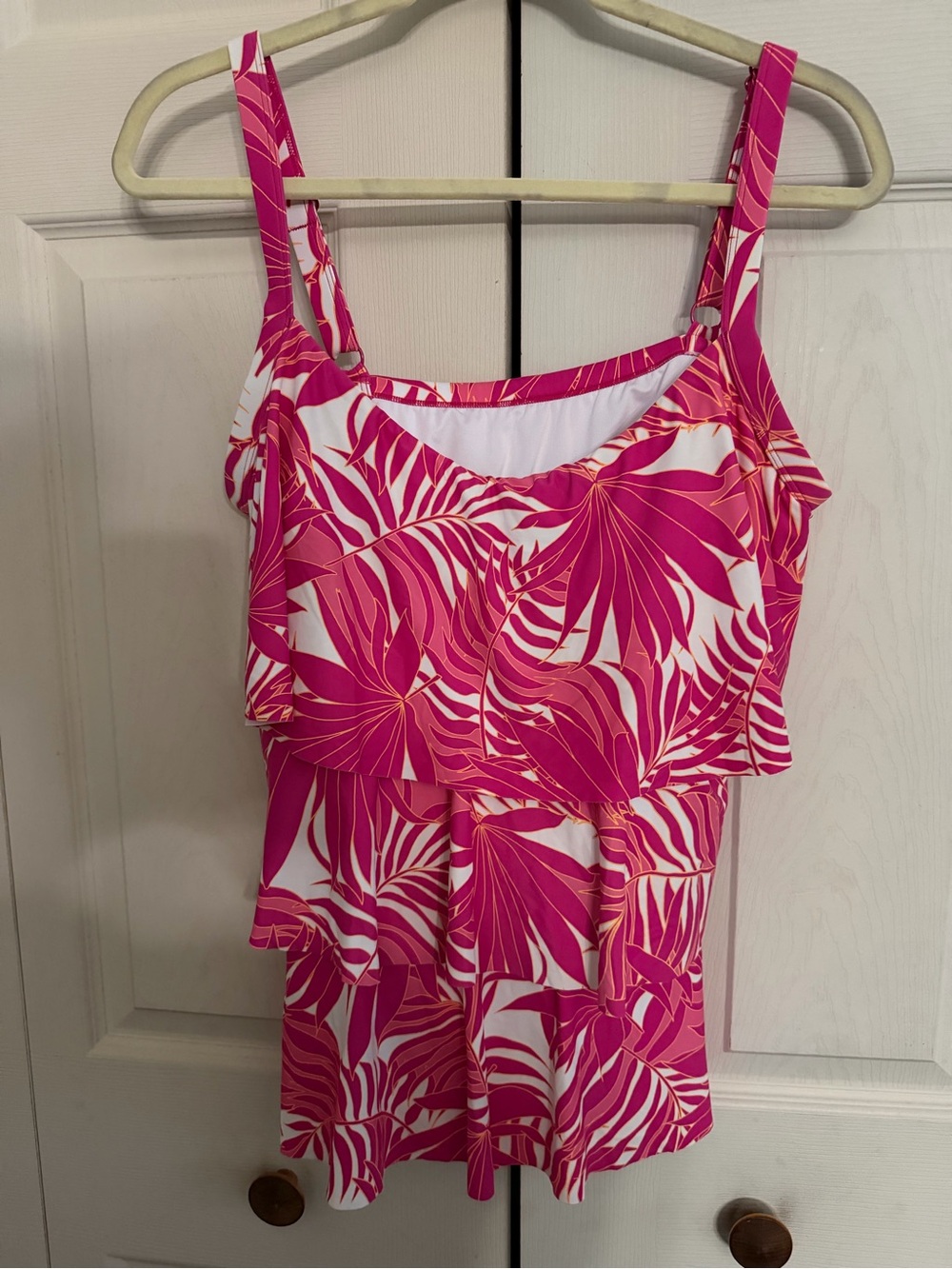 Beach House Fuchsia & White Tropical Swim Top